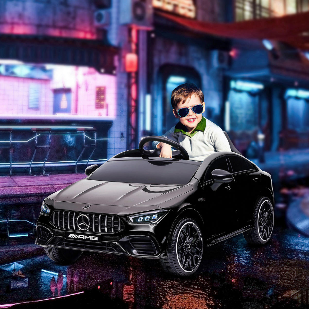 AIYAPLAY Kinder-Elektroauto schwarz B/H/L: ca. 61x45x110 cm Kinder-Elektroauto - schwarz (110,00/61,00/45,00cm) - AIYAPLAY