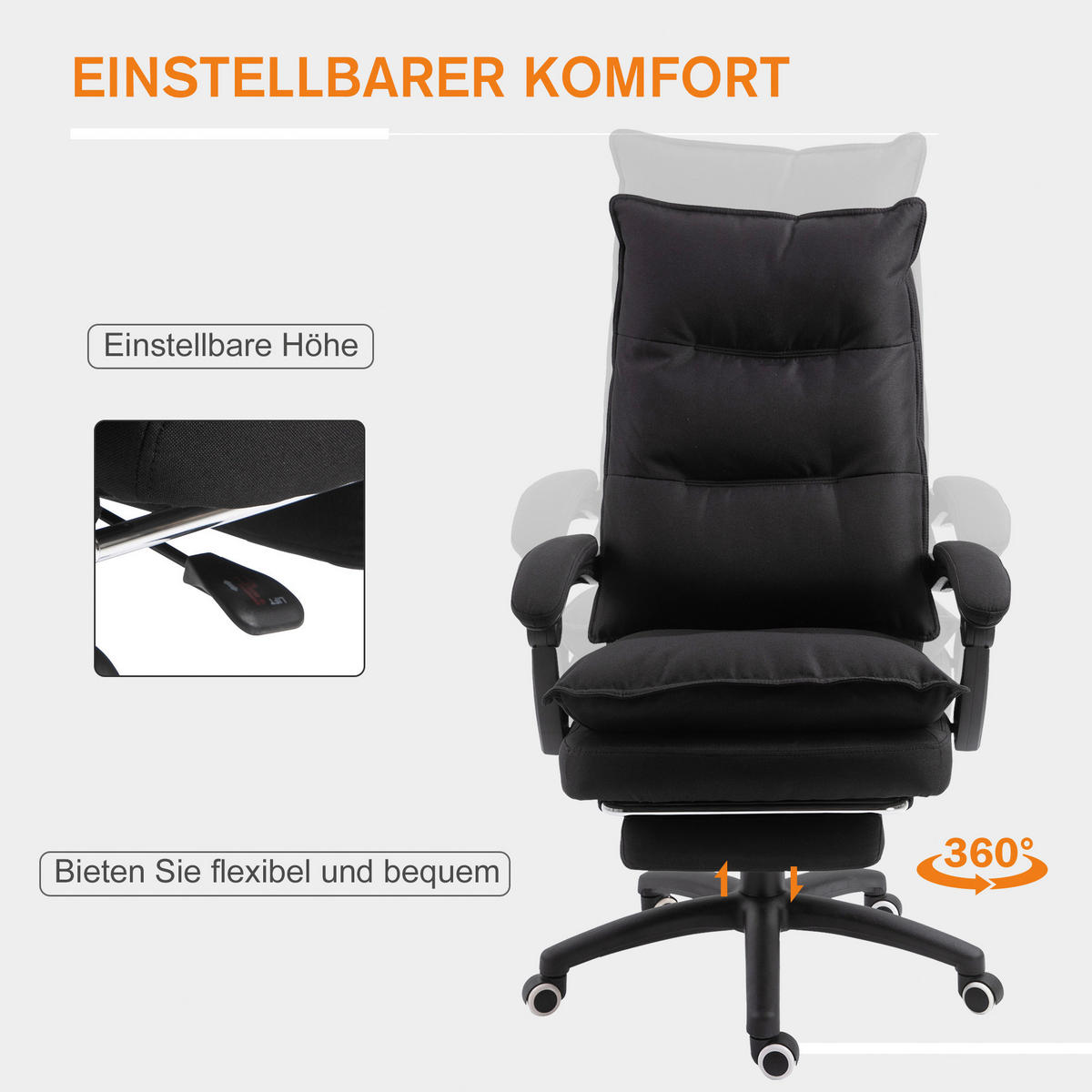 Vinsetto Massagestuhl MH02-0758 schwarz Schaumstoff Nylon Massagestuhl MH921-232BK - schwarz - Vinsetto
