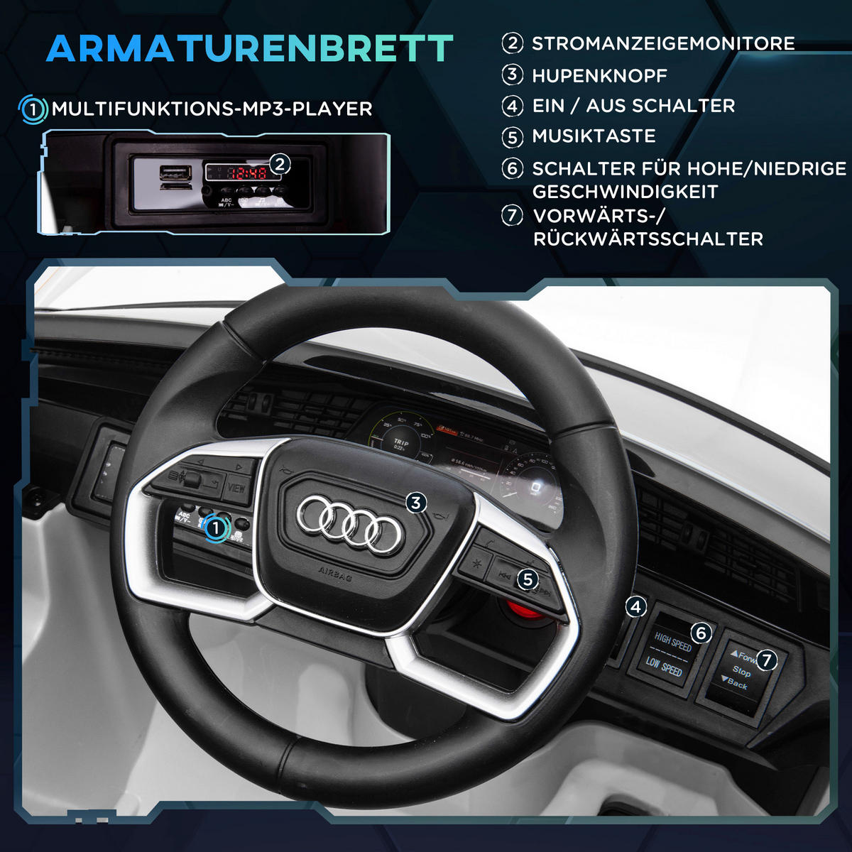 HOMCOM Kinder-Elektroauto weiß B/H/L: ca. 60x47x108 cm Kinder Elektroauto - weiß (108,00/60,00/47,00cm) - HOMCOM