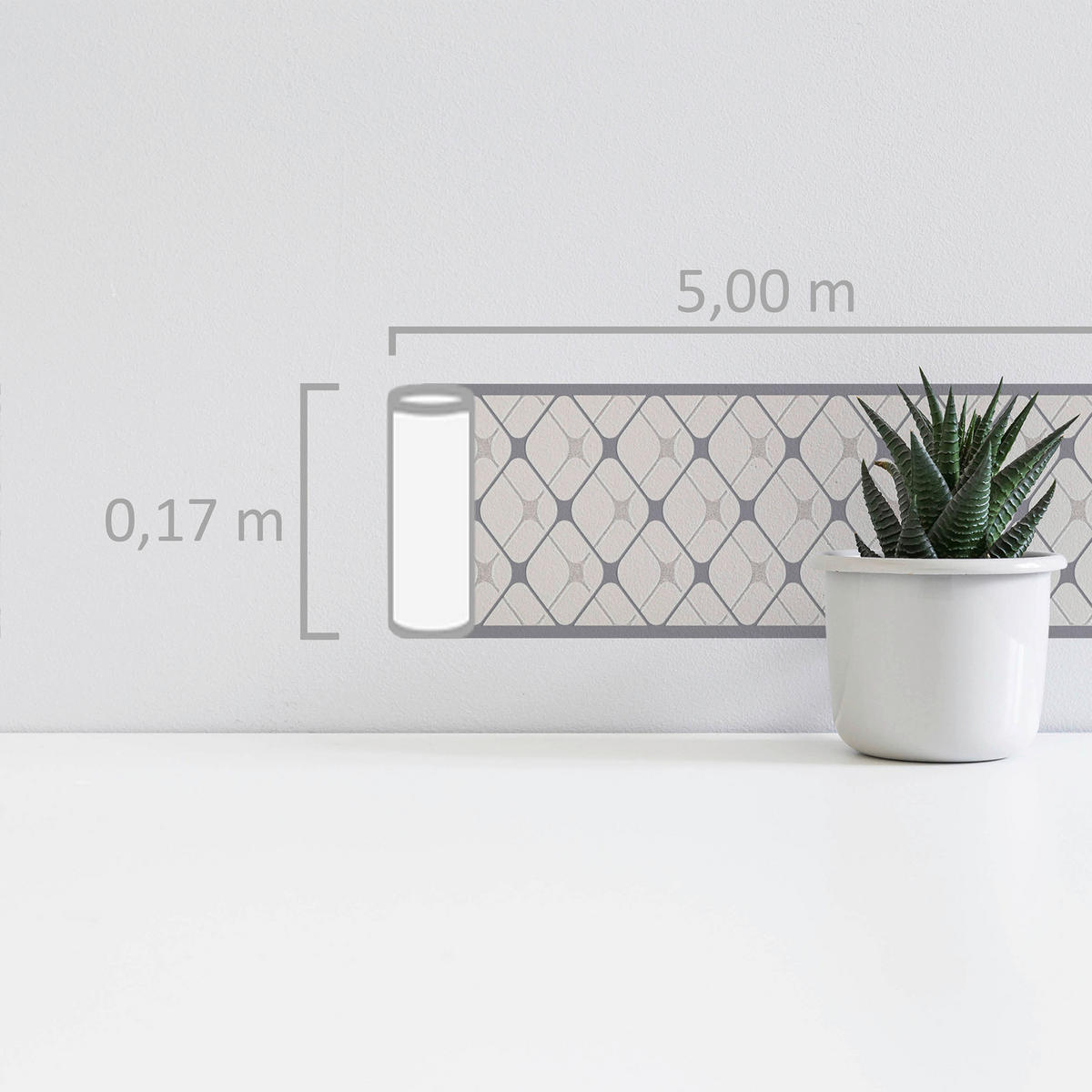A.S.Creation Bordüre weiß B/H/D: ca. 17x500x8 cm Bordüre_selbstklebend - weiß (8,00/500,00cm) - A.S.Creation