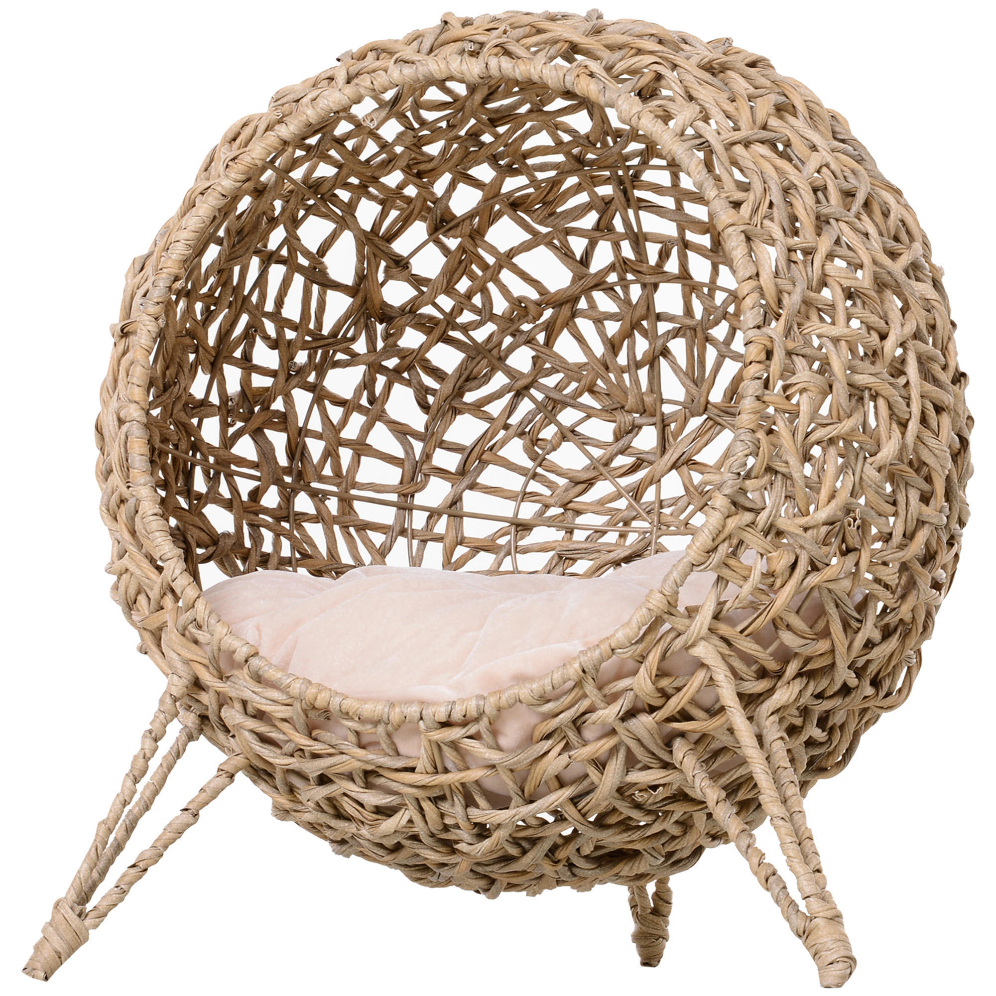 PawHut Katzenkorb natur Rattan B/H/L: ca. 52x58x52 cm