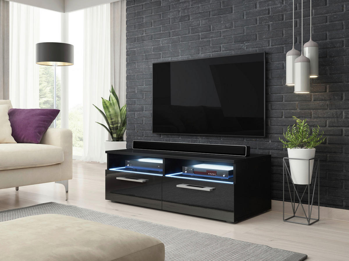 TV-Board Bonn schwarz schwarz Hochglanz B/H/T: ca. 100x35x46 cm Bonn - schwarz (100,00/35,00/46,00cm) - WIPMEB