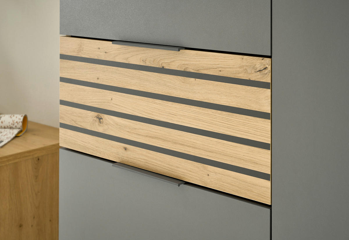 Schuhkommode Milan Eiche Artisan Nachbildung grau B/H/T: ca. 85x15x38 cm Milan - Eiche/grau (85,00/15,00/38,00cm)