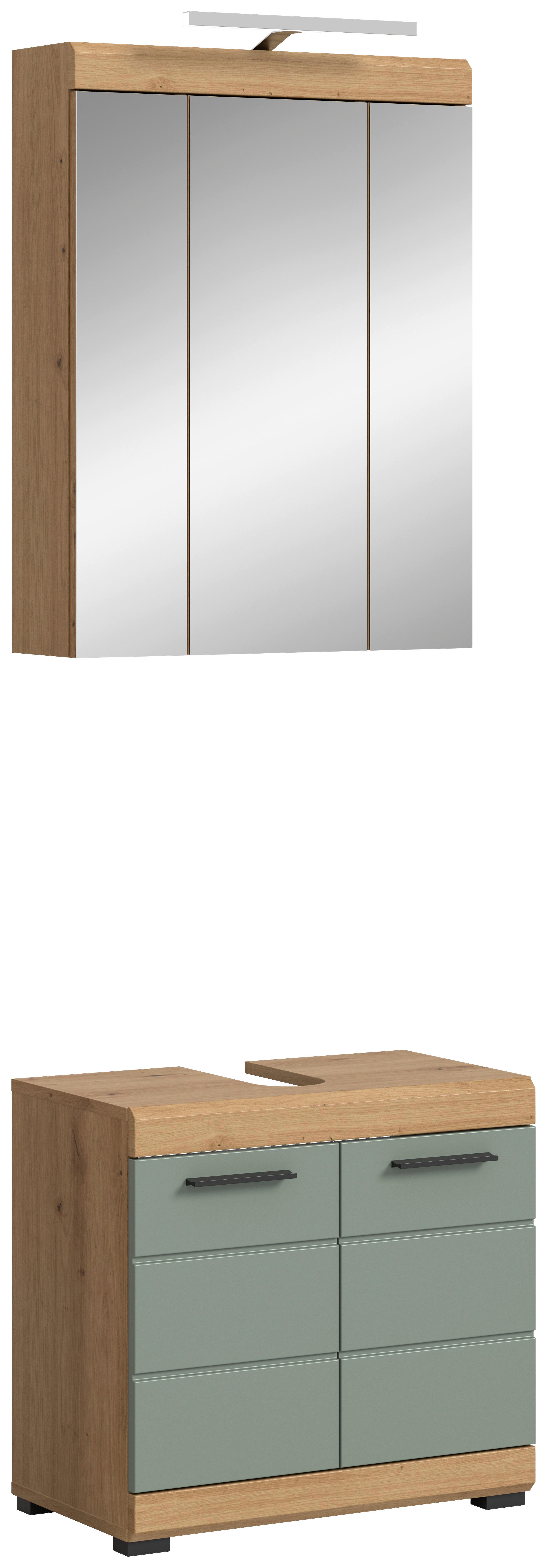 Badezimmer-Set Scout Eiche Artisan Nachbildung salbei Nachbildung B/H/T: ca. 60x191x34 cm Scout - Eiche/salbei (60,00/191,00/34,00cm) - xonox.home