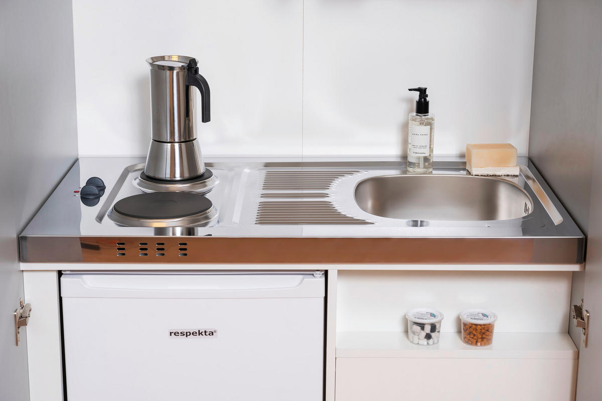 Respekta Schrankküche Economy grau matt B/H/T: ca. 104x193x67 cm Economy - weiß/grau (104,00/193,00/67,00cm) - Respekta