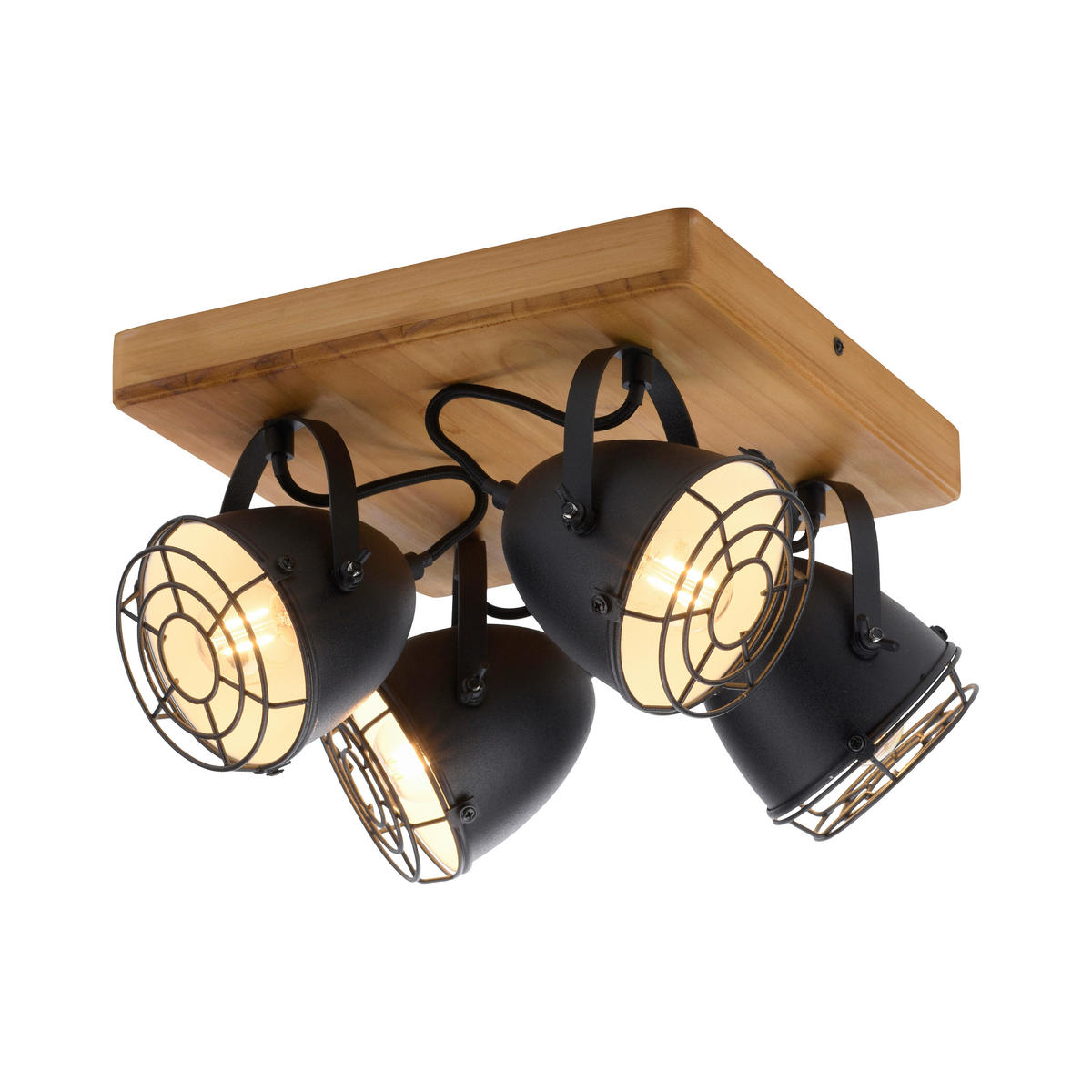 Just Light Deckenleuchte BEETLE 15174-18 natur schwarz Metall Holz B/T: ca. 31x31 cm E14 4 Brennstellen BEETLE - natur/schwarz (31,00/31,00cm) - Just Light