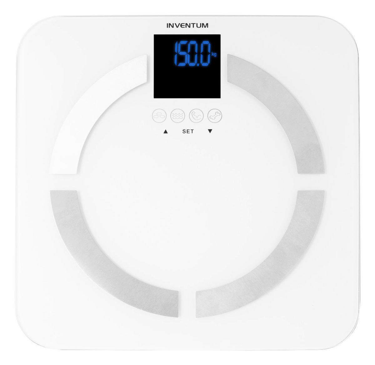 Inventum Personenwaage weiß Edelstahl Körperanalysewaage PW720BG - weiß - Inventum
