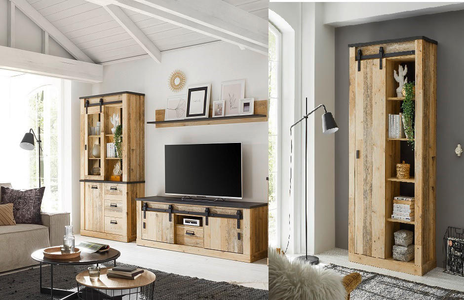 Stauraumelement Sherwood B/H/T: ca. 92x200x37 cm Sherwood - Eiche/anthrazit (92,00/200,00/37,00cm)