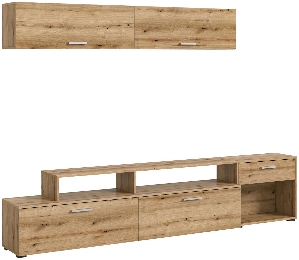 Wohnwand Race Eiche Evoke Oak Nachbildung B/H/T: ca. 247x180x35 cm Race - Eiche (247,00/180,00/35,00cm) - xonox.home