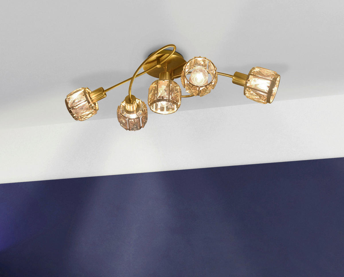 Näve Leuchten Deckenleuchte 1281058 gold Metall Glas B/H/T: ca. 36x21x61 cm E14 5 Brennstellen Josefa - gold (36,00/21,00/61,00cm) - Näve Leuchten