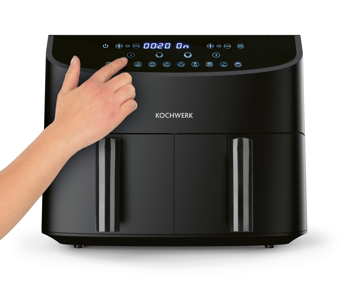 Kochwerk Heißluftfritteuse schwarz Metall B/H/L: ca. 36x31x39 cm ca. 3,5 l Doppel-Heißluftfritteuse 13186 - schwarz (39,00/36,00/31,00cm) - Kochwerk