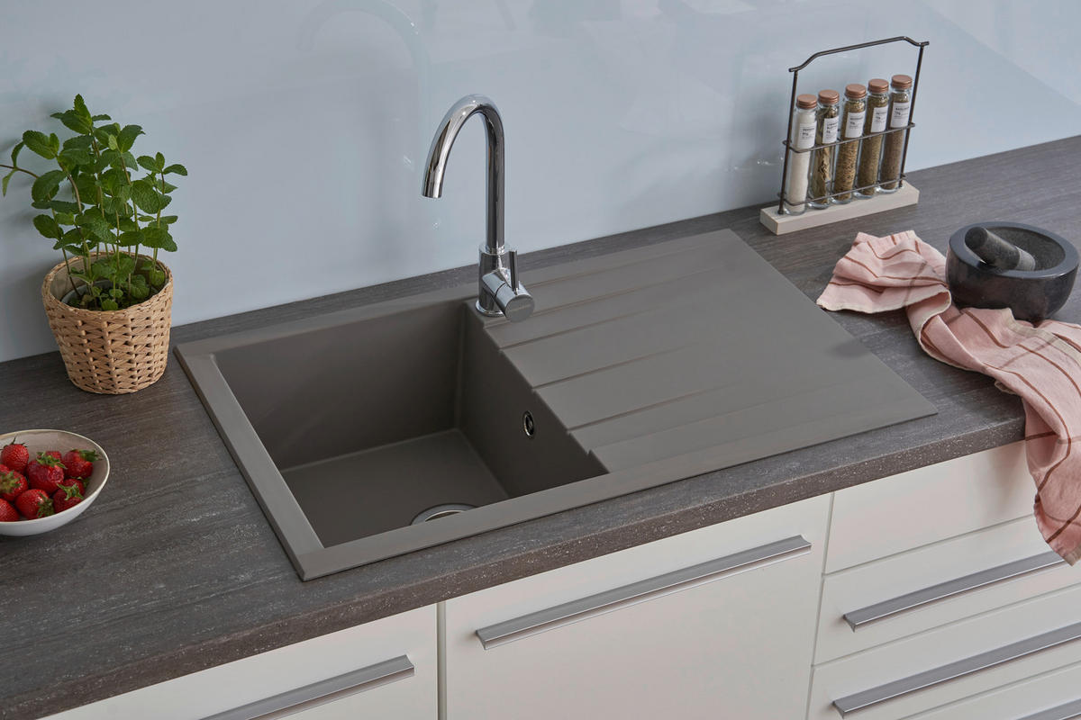 Respekta Einbauspüle Houston 80 x 50 G Beton grau Mineralite B/H/T: ca. 80x21x50 cm Houston 80 x 50 G - Beton/grau (80,00/21,00/50,00cm) - Respekta