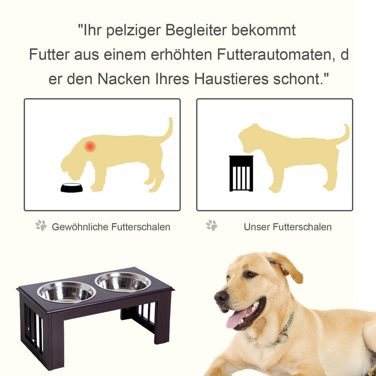 PawHut Futternapf braun Edelstahl B/H/L: ca. 31x25x58 cm Futternapf - braun (58,00/31,00/25,00cm) - PawHut