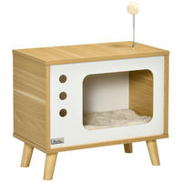 PawHut Katzenhaus beige Spanplatte B/H/L: ca. 28x43x50 cm Katzenhaus - beige/Eiche (50,00/28,00/43,00cm) - PawHut