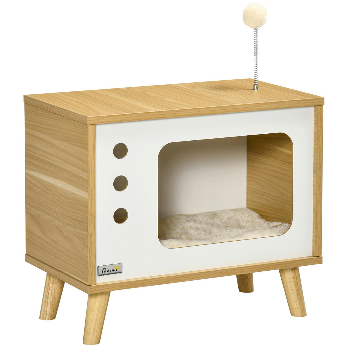 PawHut Katzenhaus beige Spanplatte B/H/L: ca. 28x43x50 cm Katzenhaus - beige/Eiche (50,00/28,00/43,00cm) - PawHut