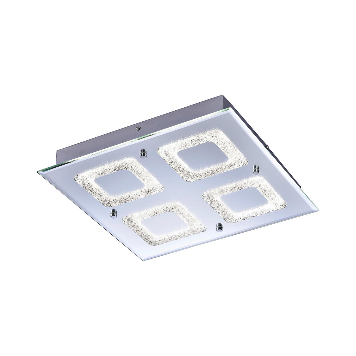 Just Light LED-Deckenleuchte LISA 11572-17 Chrom klar Metall Glas B/H/T: ca. 36x6,3x36 cm 4 Brennstellen LISA - klar/Chrom (36,00/6,30/36,00cm) - Just Light