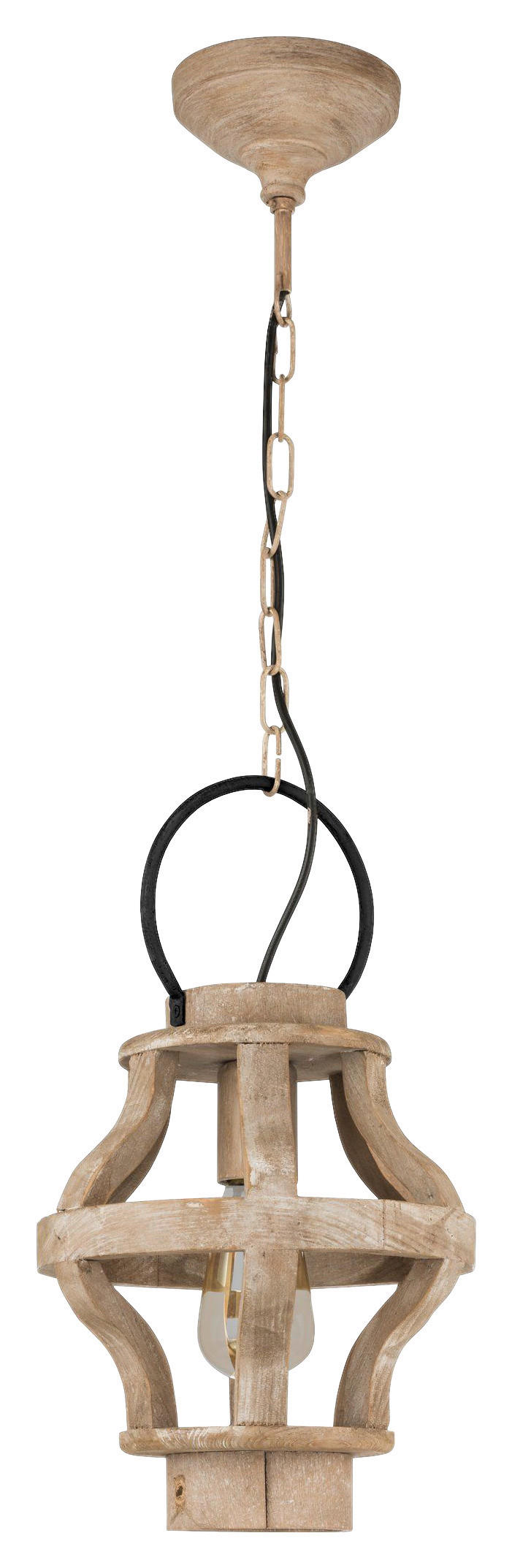 Eglo Pendelleuchte braun Holz Metall B/H/L: ca. 23,5x110x23,5 cm E27 1 Brennstellen Kinross - braun (23,50/23,50/110,00cm) - Eglo