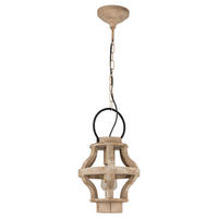 Eglo Pendelleuchte braun Holz Metall B/H/L: ca. 23,5x110x23,5 cm E27 1 Brennstellen Kinross - braun (23,50/23,50/110,00cm) - Eglo