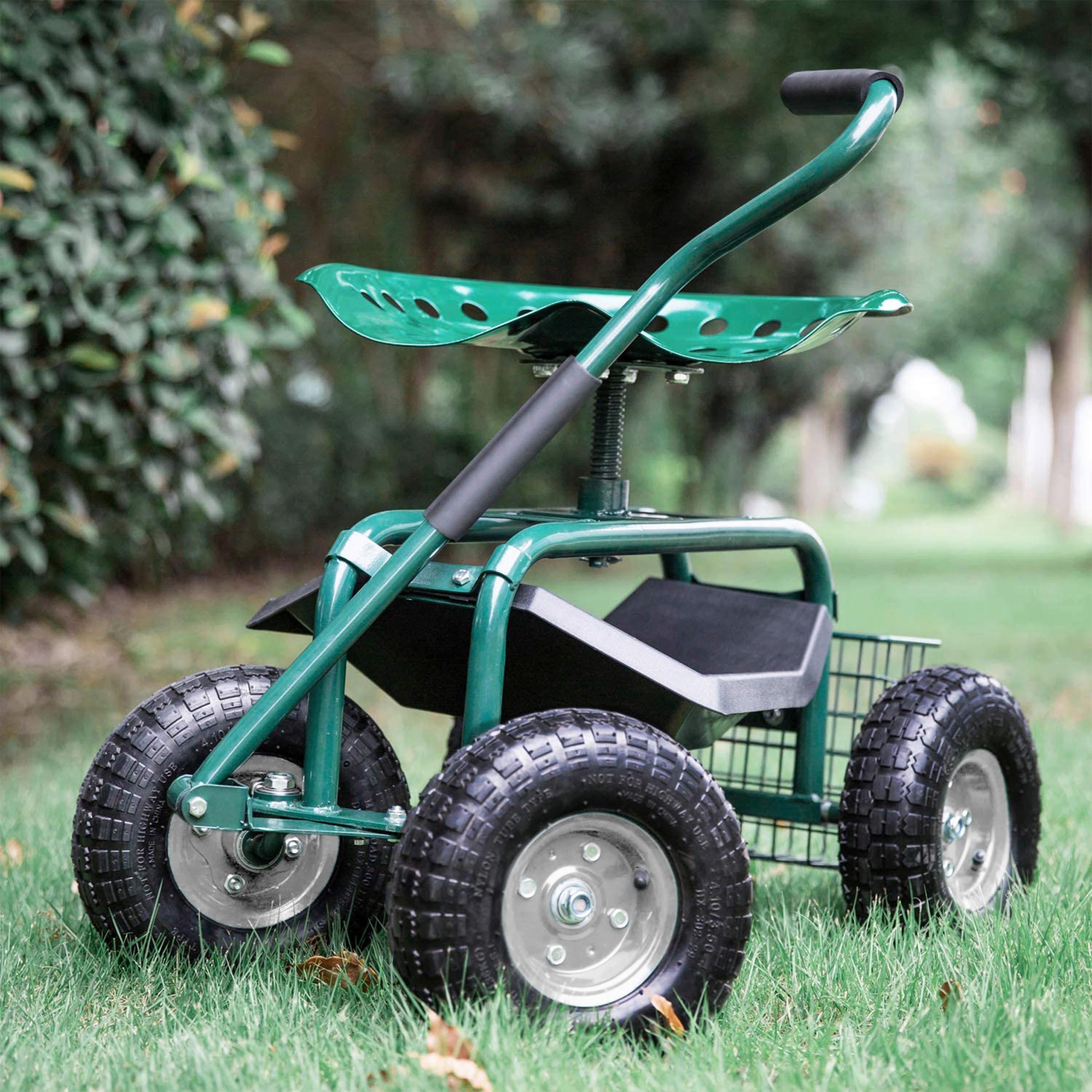 AXI Fahrbarer Gartensitz AG22 grün Metall B/H/T: ca. 53x98x112 cm AG22 - grün (53,00/98,00/112,00cm) - AXI