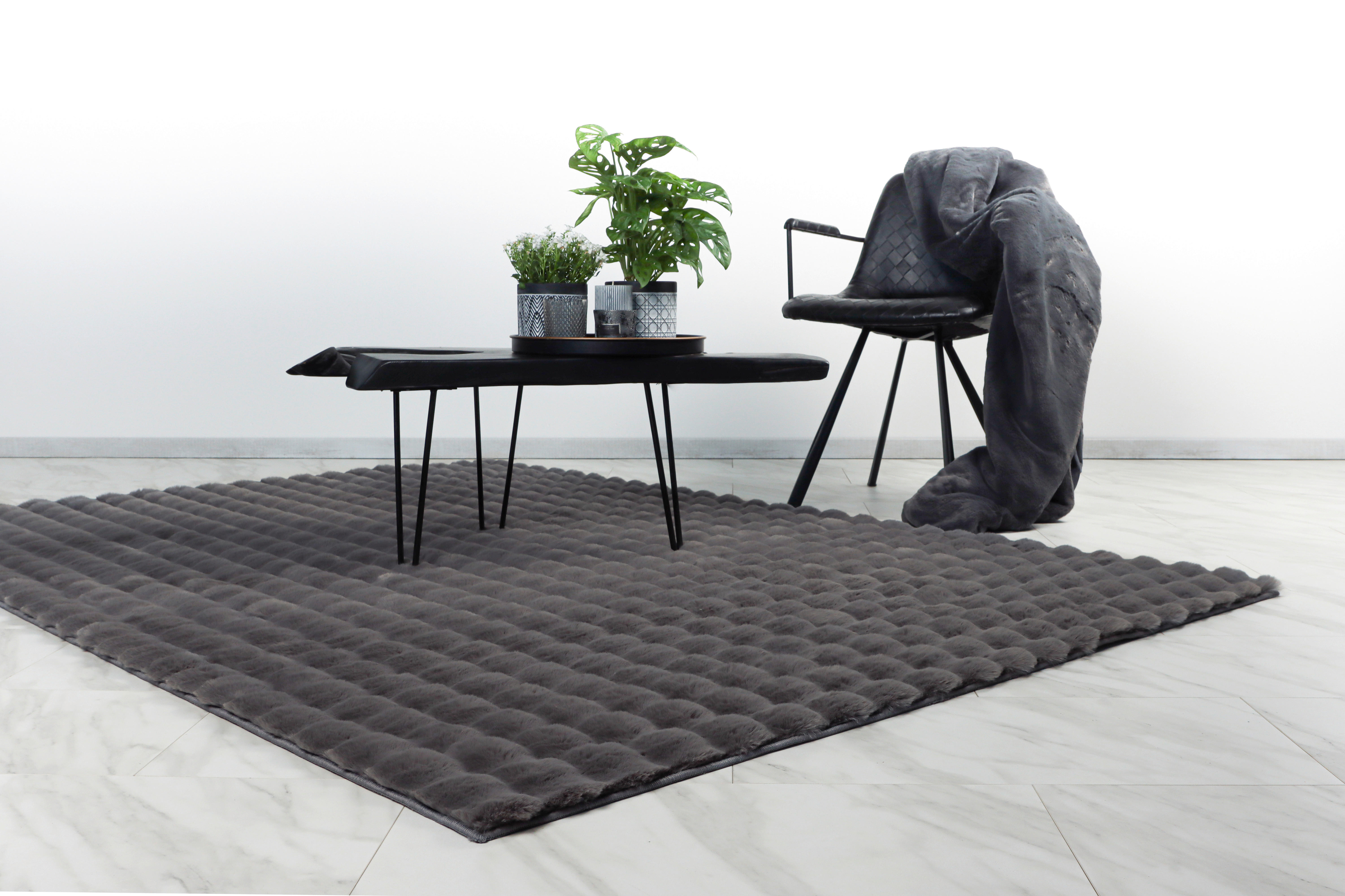 Kayoom Hochflorteppich Harmony 825 Graphit B/H/L: ca. 80x4x150 cm Harmony 825 - Graphit (150,00/80,00/4,00cm) - Kayoom