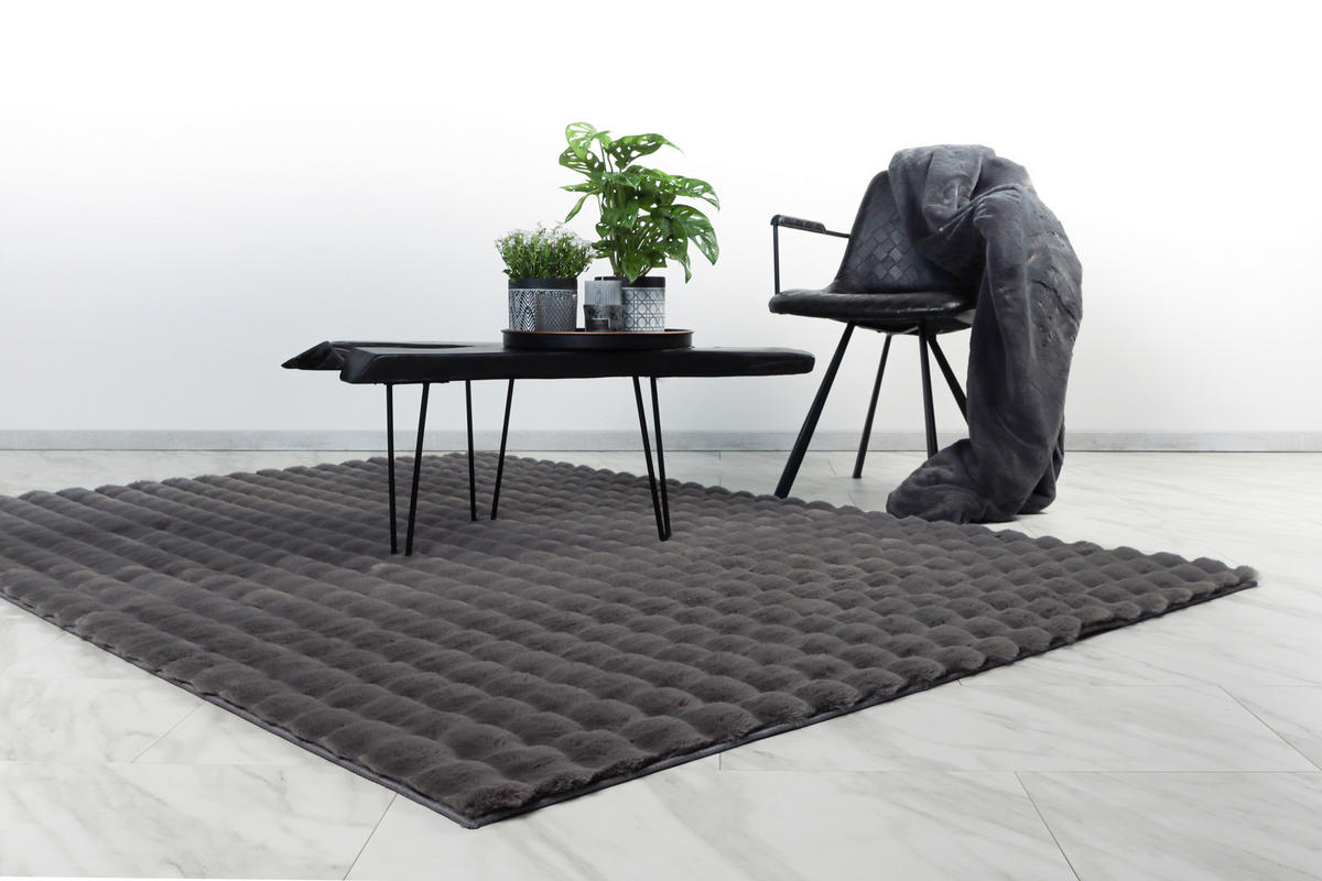 Kayoom Hochflorteppich Harmony 825 Graphit B/H/L: ca. 80x4x150 cm Harmony 825 - Graphit (150,00/80,00/4,00cm) - Kayoom