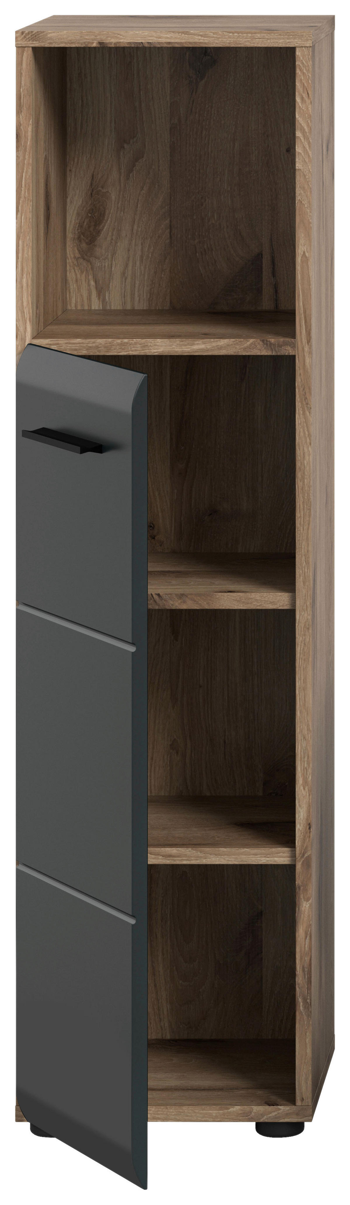 Schrank Ice Nox Oak Nachbildung schwarz matt B/H/T: ca. 30x110x30 cm Ice - schwarz (30,00/110,00/30,00cm) - xonox.home