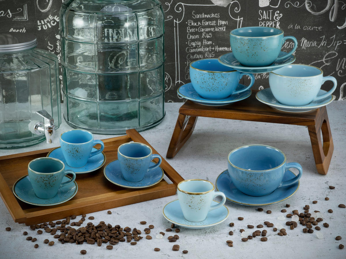 CreaTable Kaffeetassenset Nature Collection AQUA blau Steinzeug 16 tlg. Nature Collection AQUA - blau - CreaTable