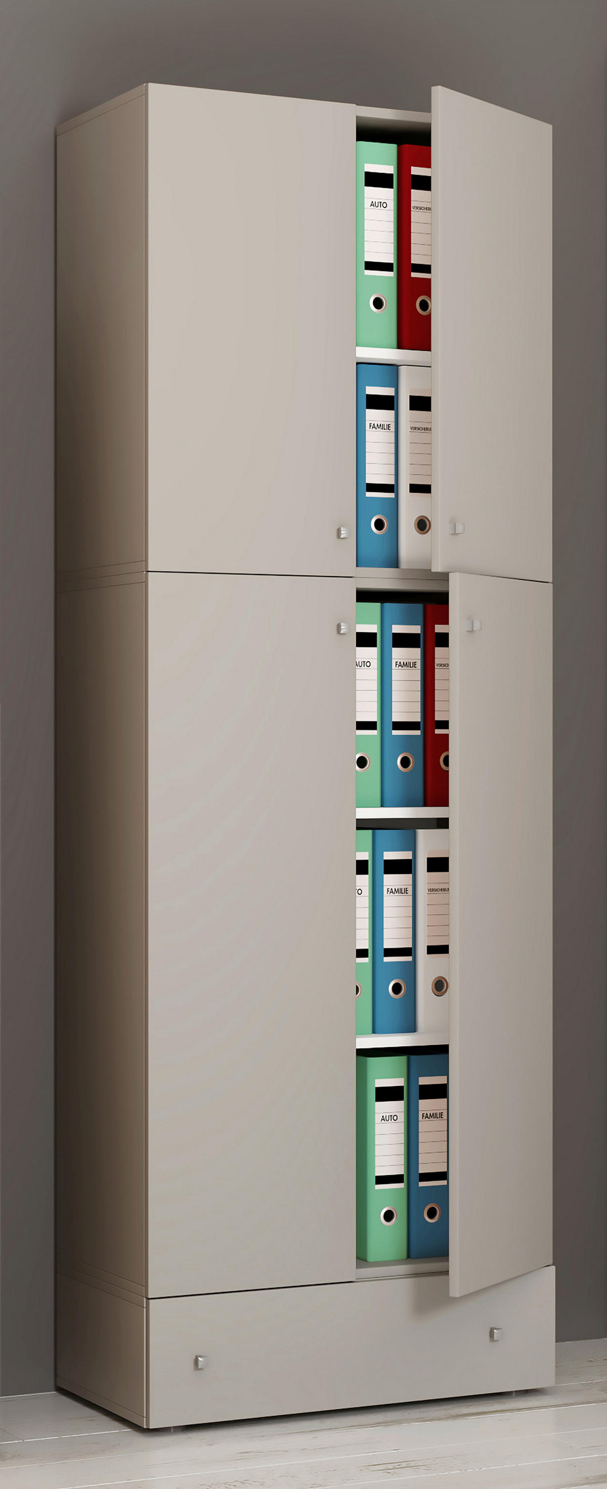 Büroschrank Lona grau B/H/T: ca. 70x200x39 cm Lona - grau (70,00/200,00/39,00cm) - VCM Möbel