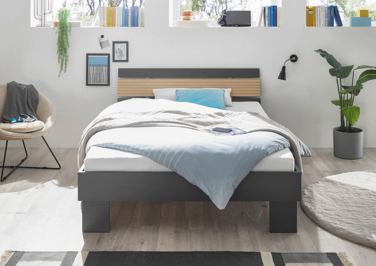 Futonbett Jolka Graphit Eiche Nachbildung Liegefläche B/L: ca. 140x200 cm Jolka - Eiche/Graphit (145,00/82,00/215,00cm)