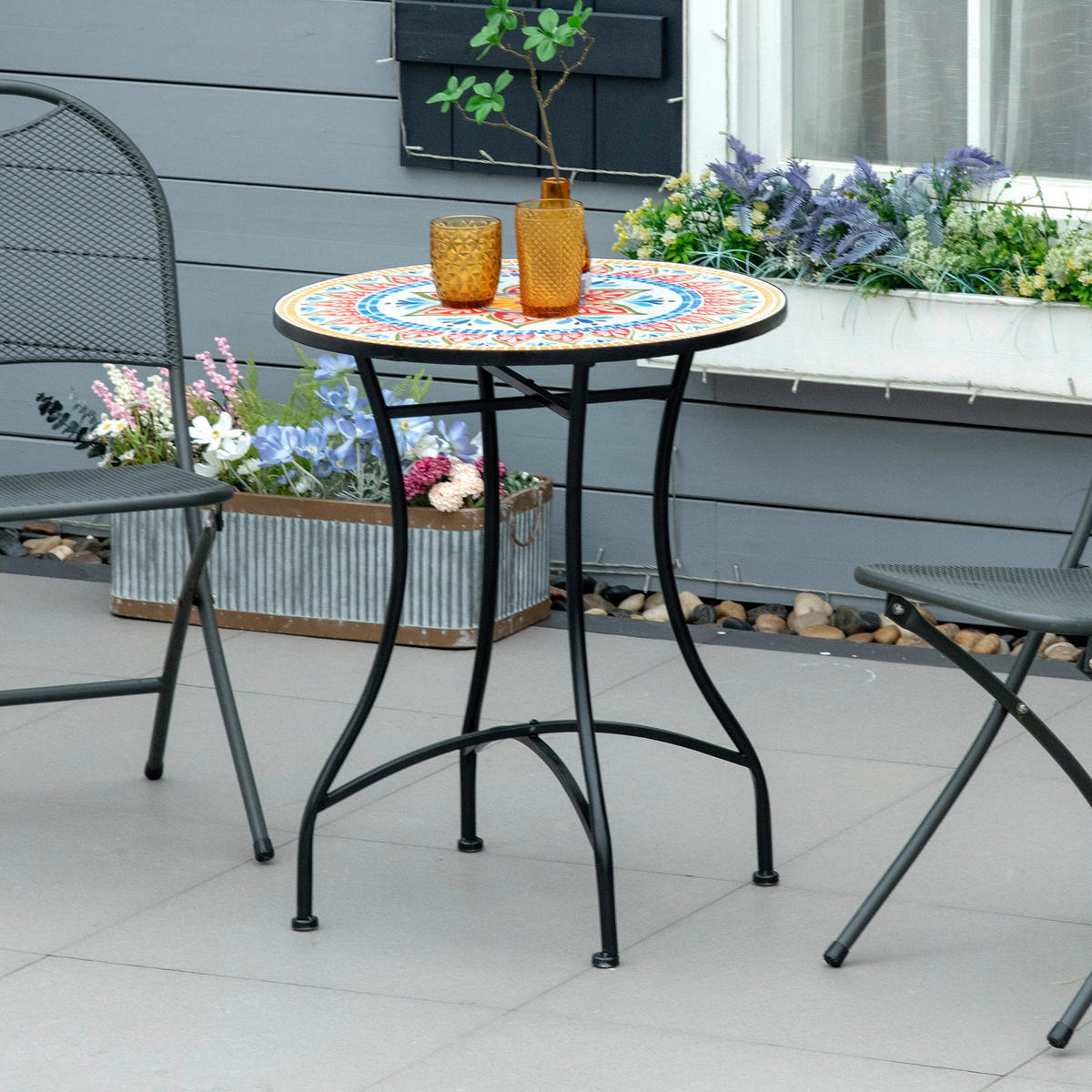 Outsunny Gartentisch bunt Keramik H/D: ca. 71x60 cm Gartentisch - bunt (60,00/71,00cm) - Outsunny
