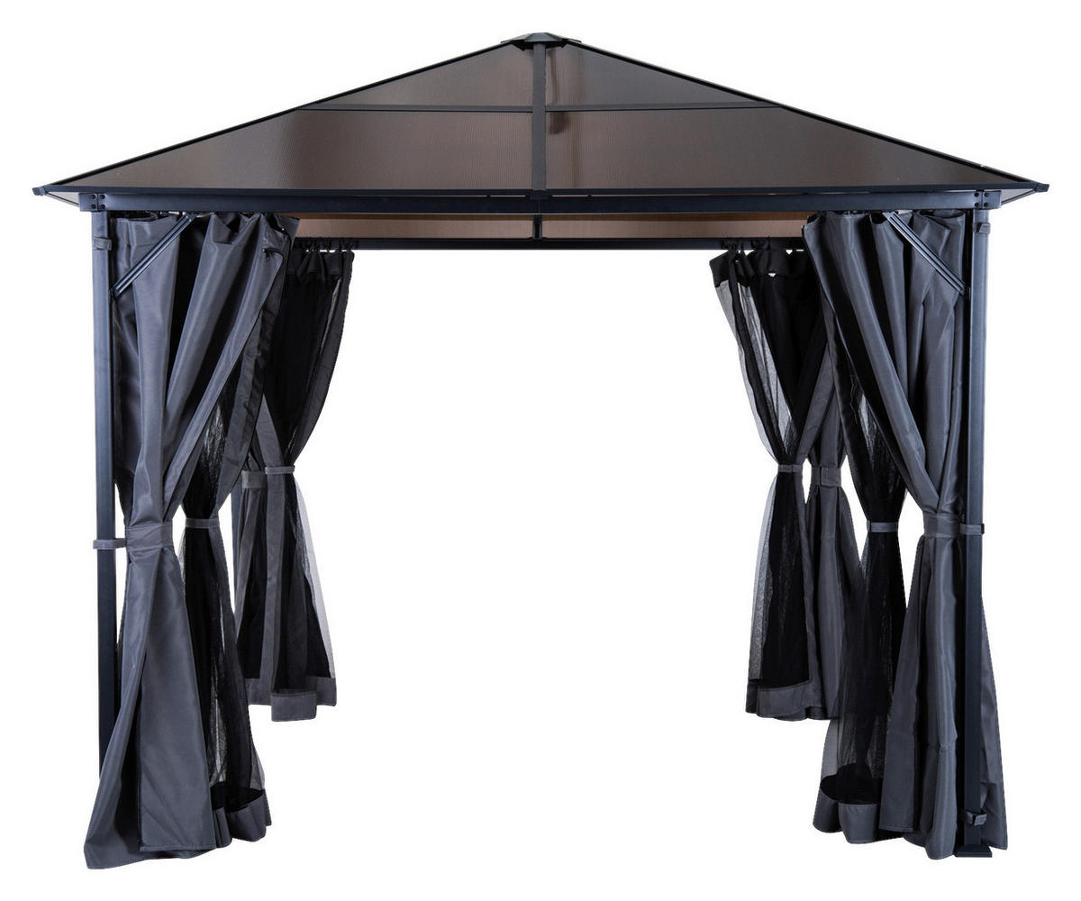 Outsunny Gartenpavillon braun Alu B/H/L: ca. 300x265x300 cm Gartenpavillon - braun/dunkelgrau (300,00/300,00/265,00cm) - Outsunny