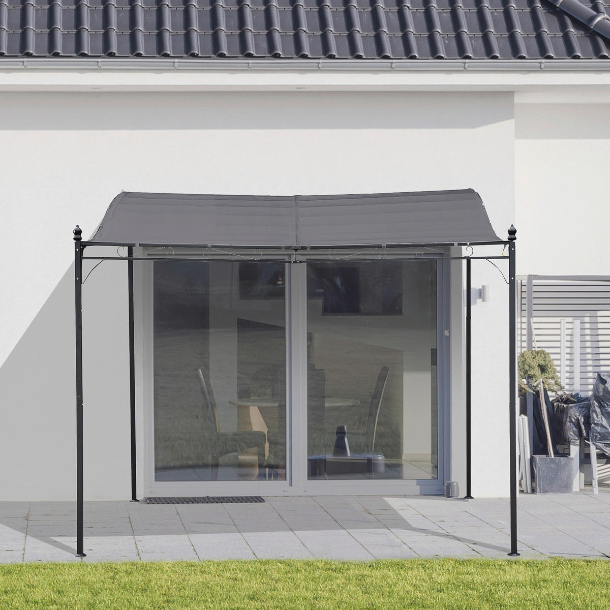 Outsunny Gartenpavillon grauschwarz Metall B/L: ca. 297x297 cm Gartenpavillon - grauschwarz (297,00/297,00cm) - Outsunny