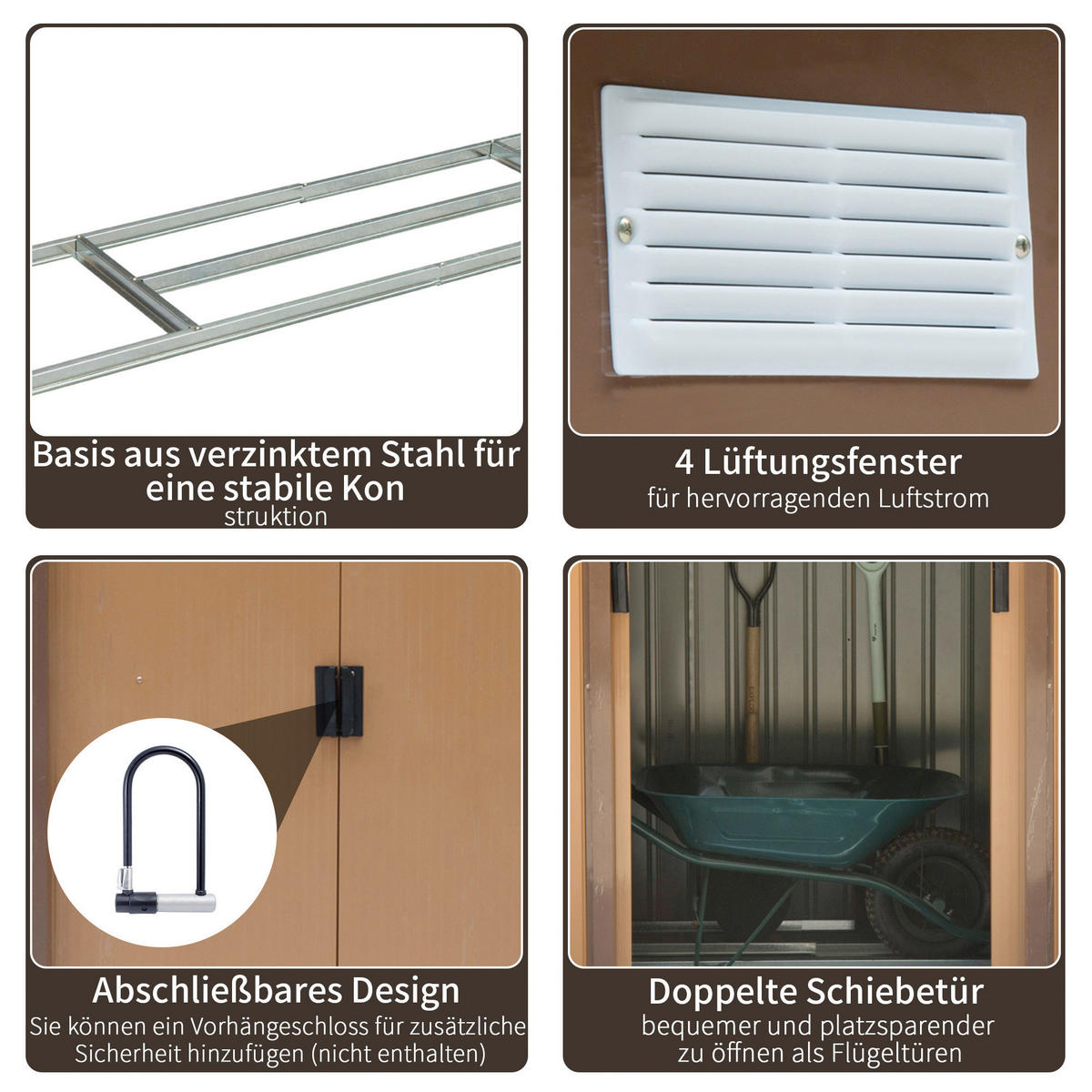 Outsunny Gartenhaus braun B/H/L: ca. 130x185x213 cm Gartenhaus - braun (213,00/130,00/185,00cm) - Outsunny