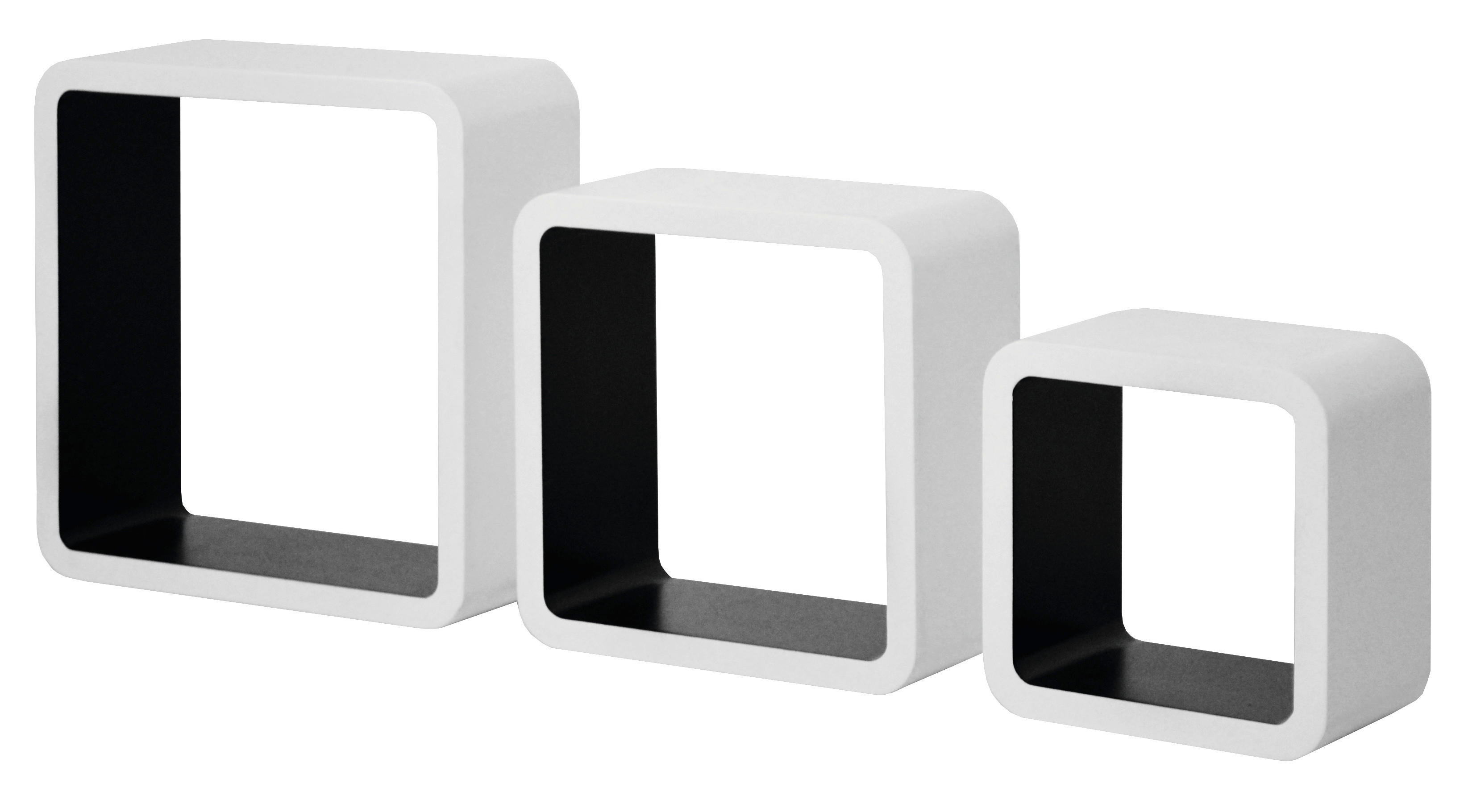 Wandregal Cubo weiß lackiert schwarz lackiert Cubo - weiß/schwarz