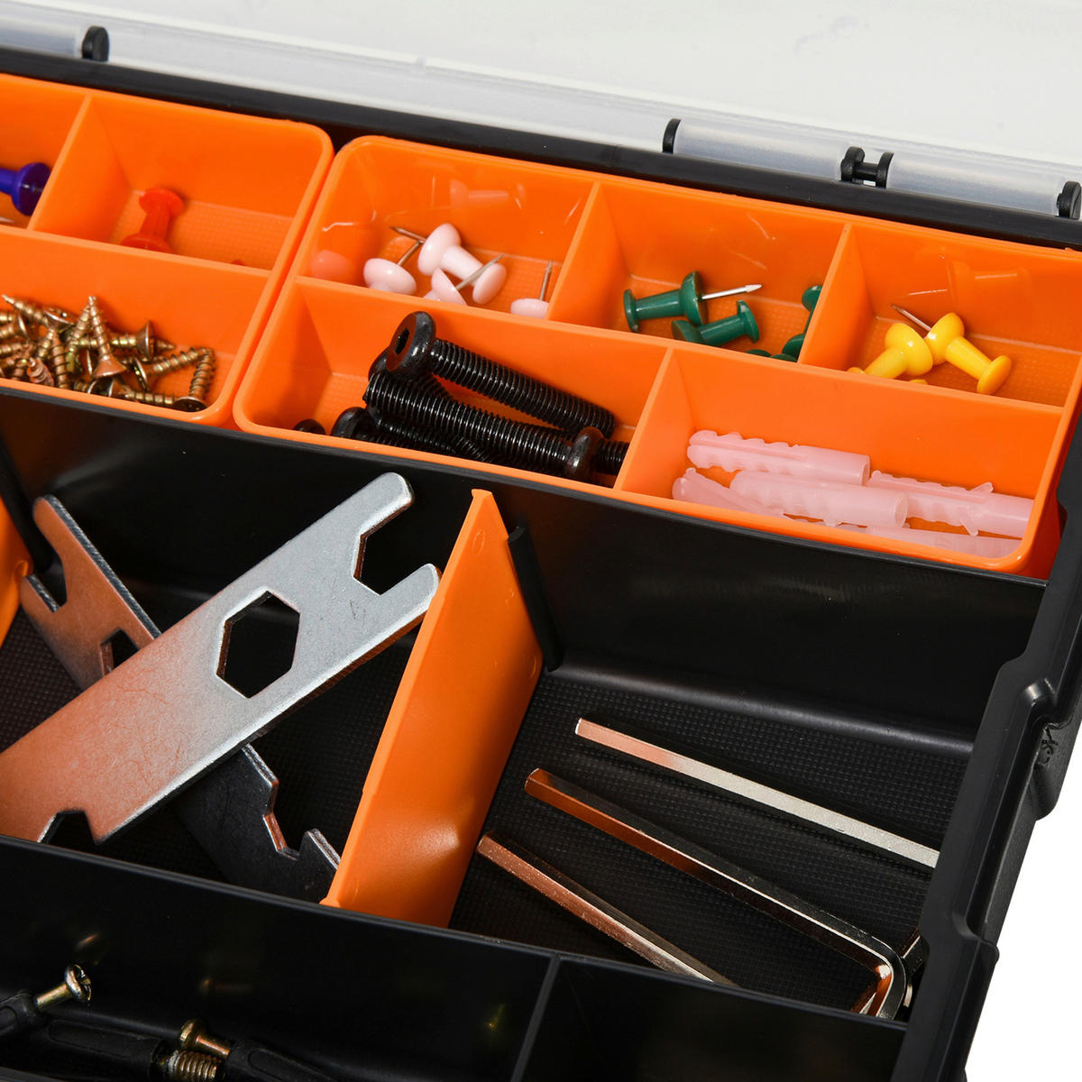B/H/L: ca. 22,5x28,7x5,5 cm Werkzeugkasten - orange/schwarz (5,50/22,50/28,70cm) - DURHAND
