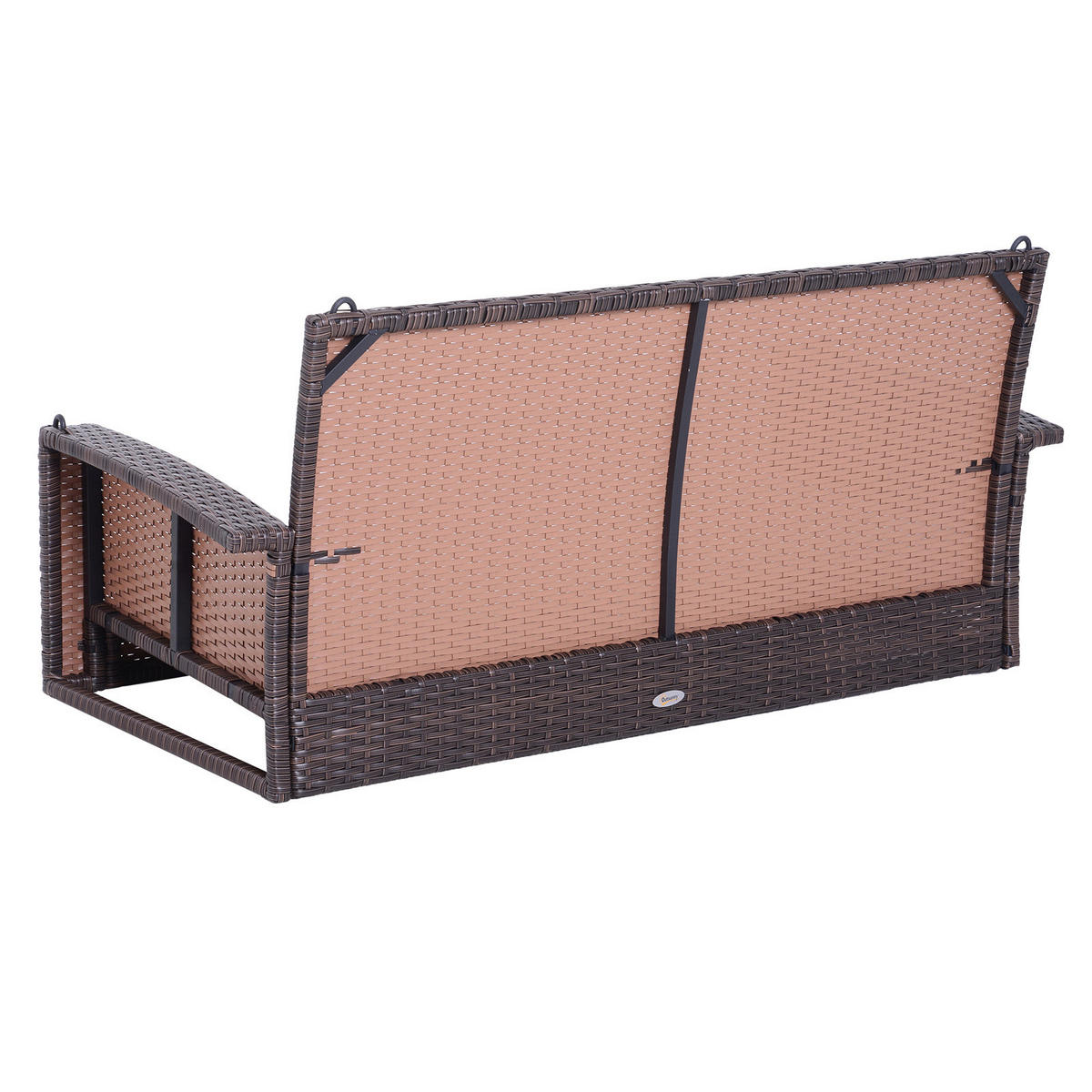 Outsunny Hollywoodschaukel braun Edelstahl B/H/L: ca. 65x127x60 cm Hollywoodschaukel_2-Sitzer - beige/braun (60,00/65,00/127,00cm) - Outsunny