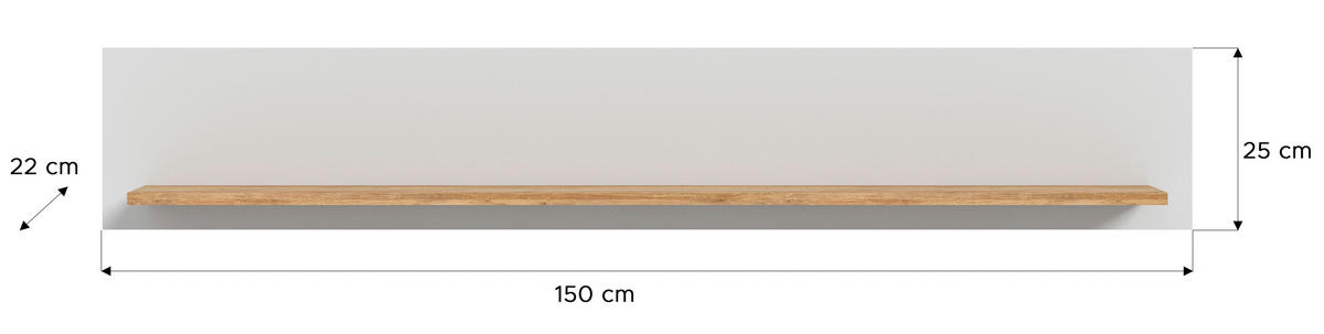 Wandboard ASHTON Ashgrey matt Nachbildung Rivera Eiche Nachbildung B/H/T: ca. 150x25x22 cm ASHTON - Rivera Eiche/Ashgrey (150,00/25,00/22,00cm) - xonox.home