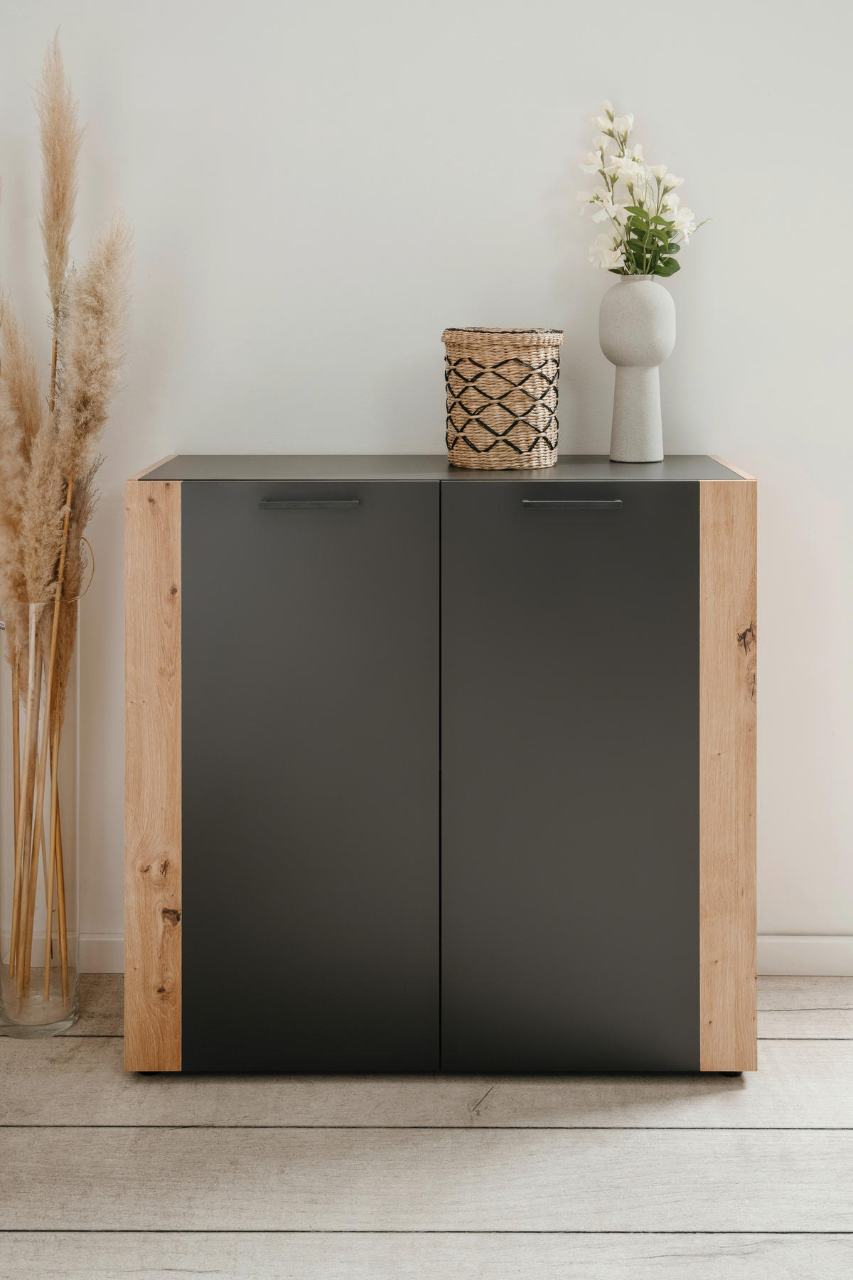 Kommode Cento anthrazit Eiche Artisan Oak Nachbildung B/H/T: ca. 89x83x35 cm Cento - Eiche/anthrazit (89,00/83,00/35,00cm)