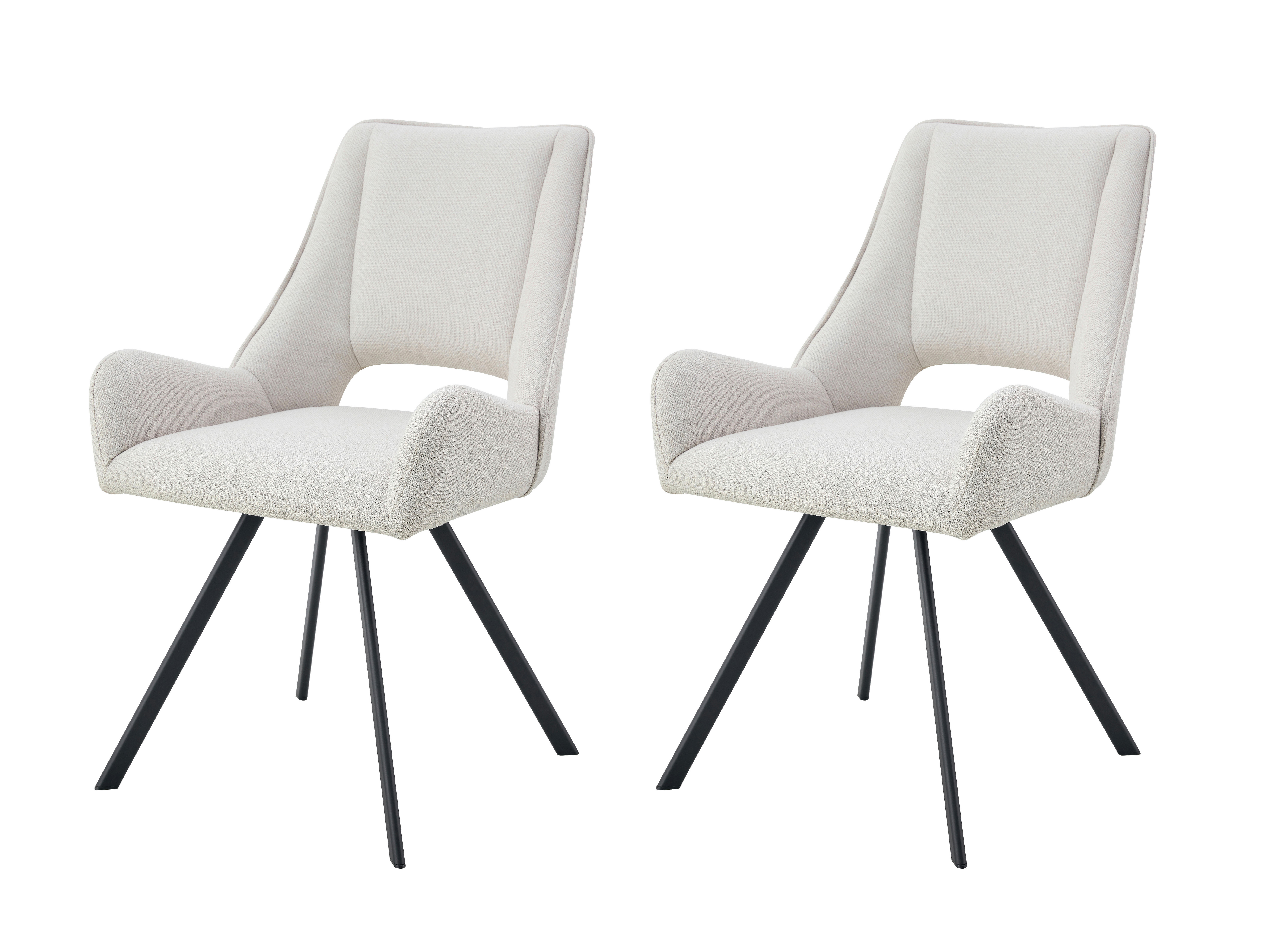 Stuhl HELEN, 2er Set creme schwarz Webstoff B/H/T: ca. 56x63x91 cm HELEN, 2er Set - creme/schwarz (56,00/63,00/91,00cm) - xonox.home