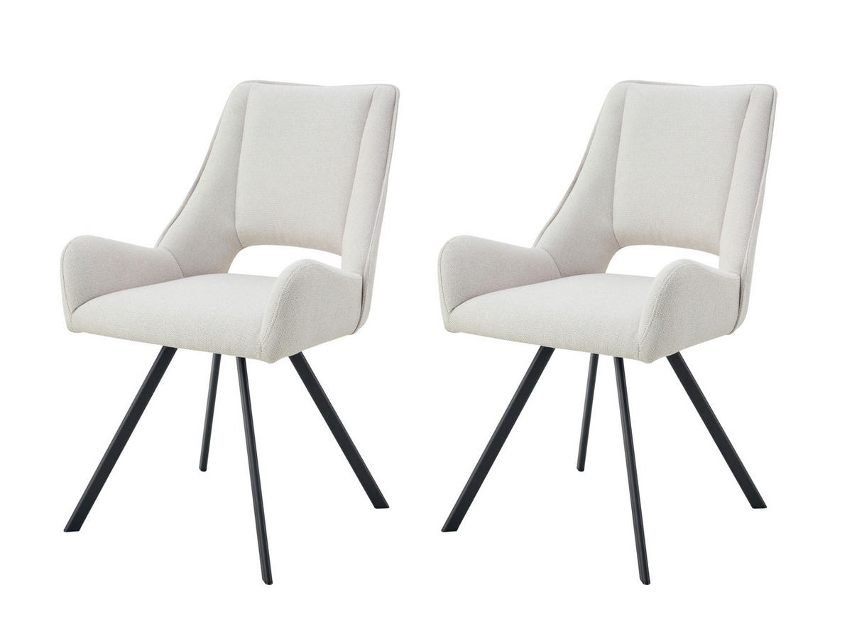 Stuhl HELEN, 2er Set creme schwarz Webstoff B/H/T: ca. 56x63x91 cm HELEN, 2er Set - creme/schwarz (56,00/63,00/91,00cm) - xonox.home