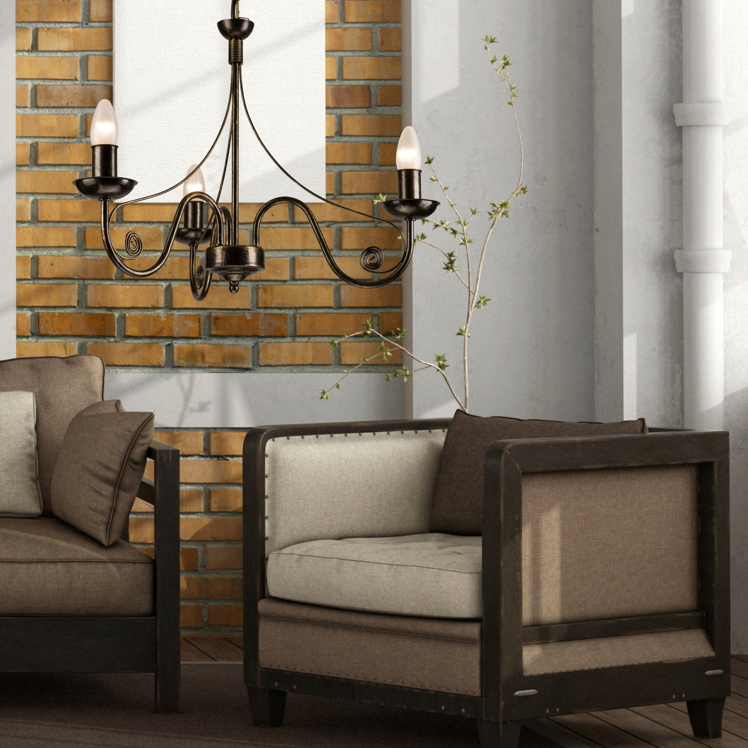 Lamkur Pendelleuchte DONATO 22444 schwarz Stahl H/L: ca. 72x45 cm E14 3 Brennstellen Donato - schwarz (45,00cm) - Lamkur