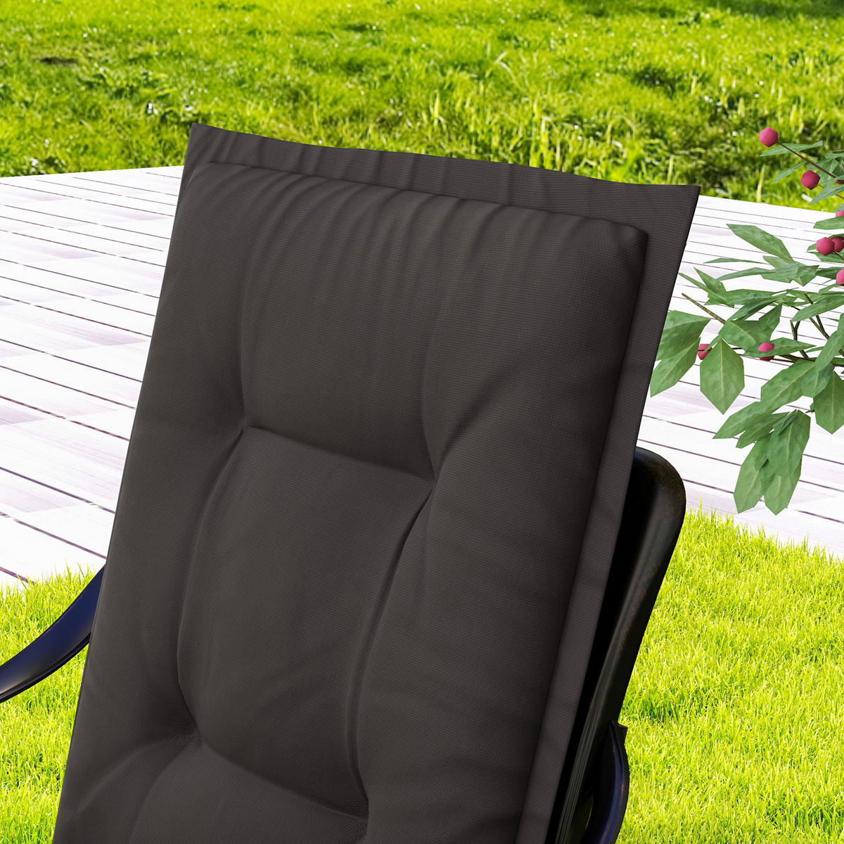 Outsunny Sitzkissen 4er Set dunkelgrau Polyester B/H/L: ca. 50x5x108 cm Sitzkissen 4er Set - dunkelgrau (108,00/50,00/5,00cm) - Outsunny