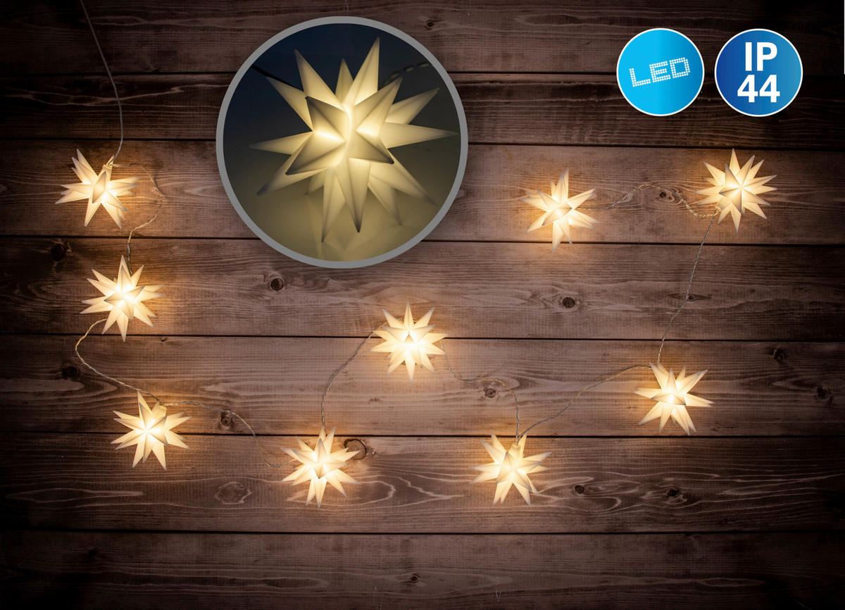 Näve Leuchten LED-Lichterkette LED Lichterkette 3D-STERNE - weiß (9,00/10,50/740,00cm) - Näve Leuchten