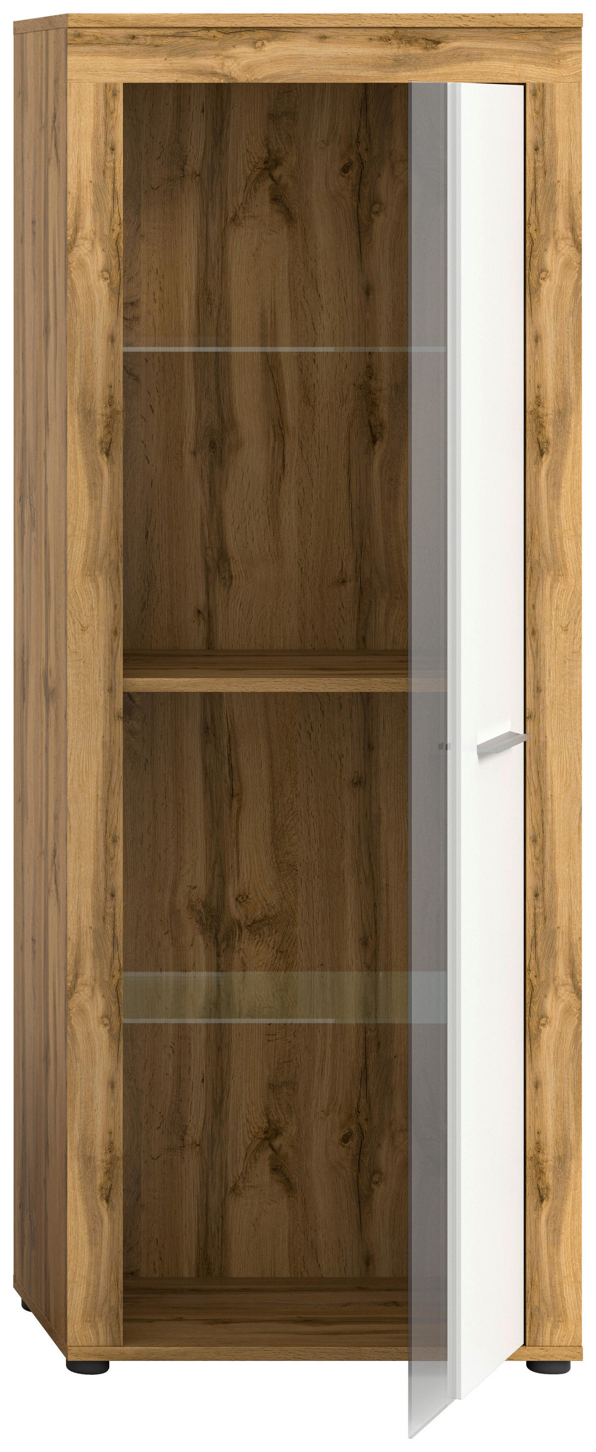 Vitrine Jam Eiche Wotan Nachbildung weiß B/H/T: ca. 60x159x35 cm Jam - Eiche/weiß (60,00/159,00/35,00cm) - xonox.home