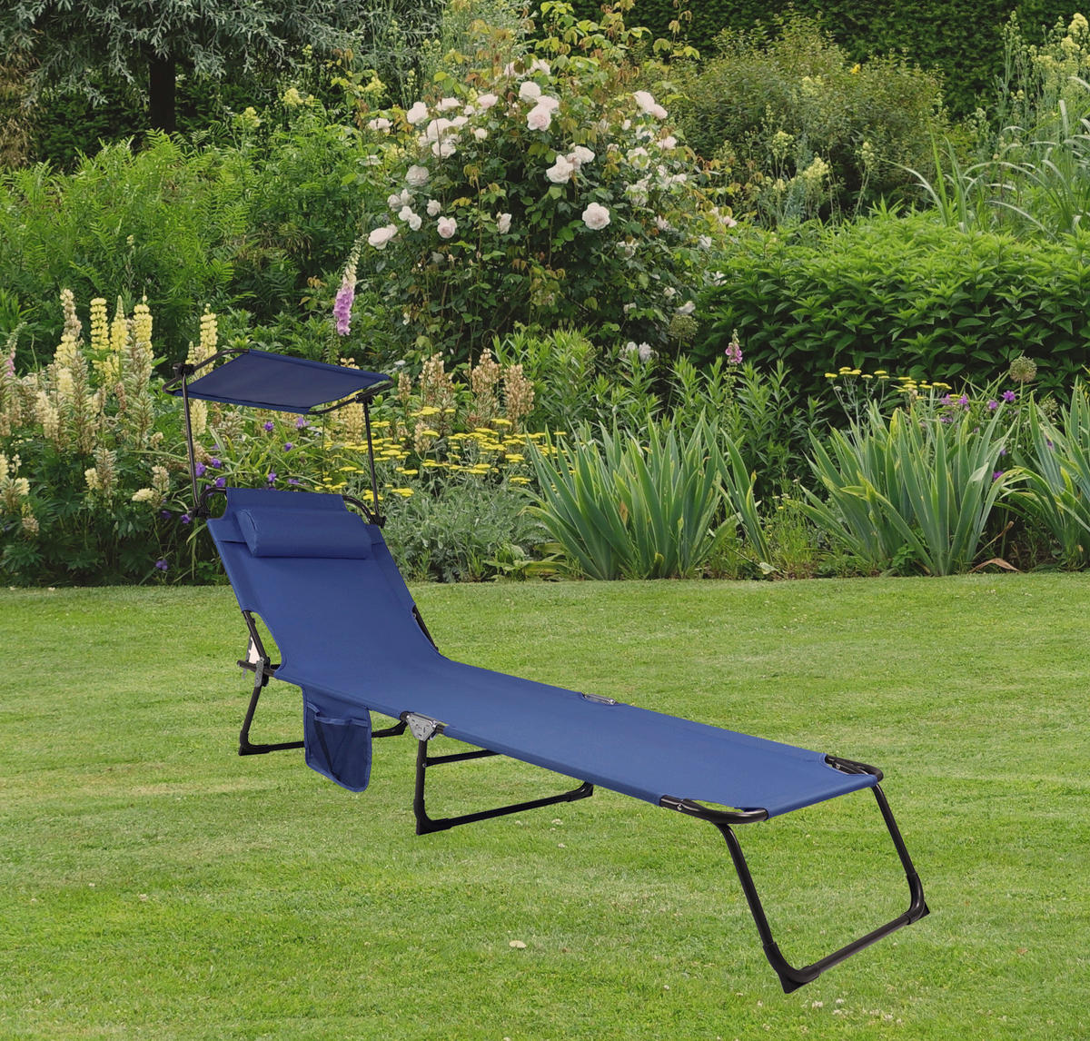 VCM Sonnenliege Bindox blau Stahl B/H/L: ca. 55x24x185 cm Bindox - blau (185,00/55,00/24,00cm) - VCM