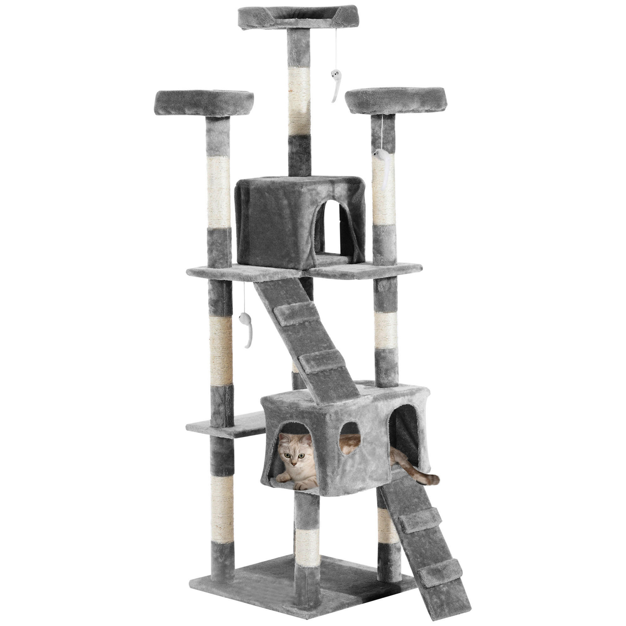 PawHut Katzenbaum grau Polyester B/H/L: ca. 50x170x50 cm Katzenbaum - grau (50,00/50,00/170,00cm) - PawHut