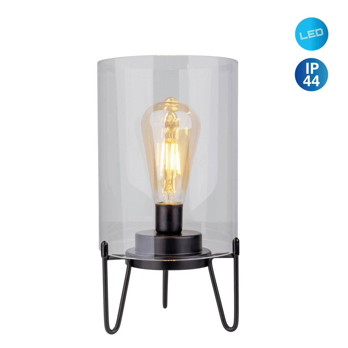 Näve Leuchten LED-Leuchten 5308422 schwarz Metall Glas B/H/T: ca. 15x28,5x15 cm 1 Brennstellen Lonna - schwarz (15,00/28,50/15,00cm) - Näve Leuchten