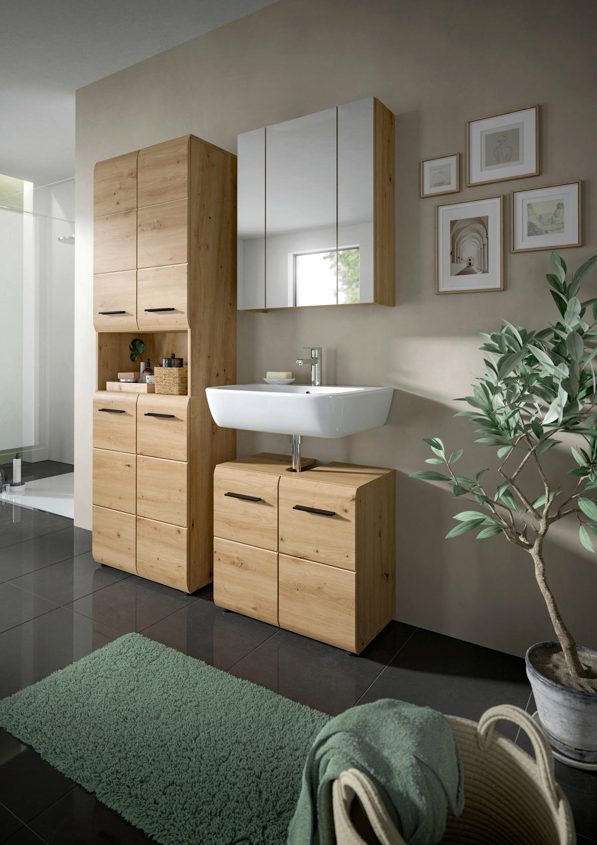 Waschbeckenunterschrank Ice Artisan Oak Nachbildung B/H/T: ca. 60x54x30 cm Ice - (60,00/54,00/30,00cm) - xonox.home