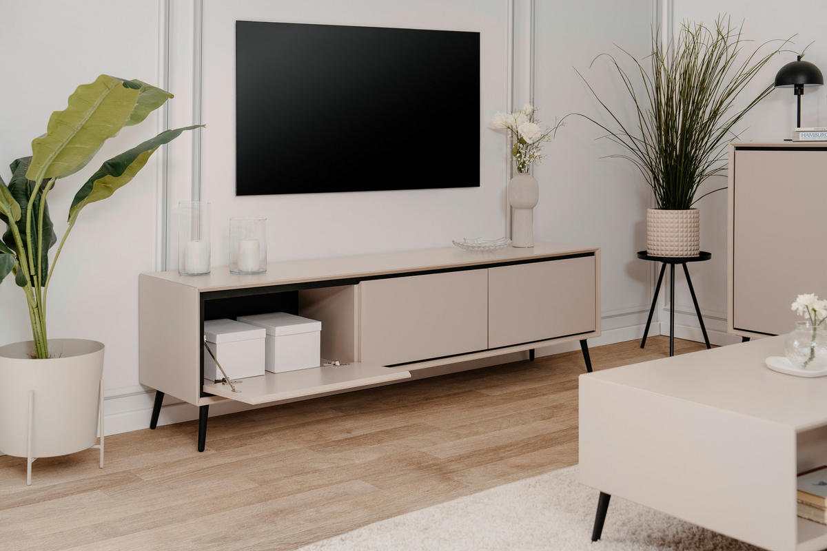 Lowboard Arona sand schwarz B/H/T: ca. 175x50x38 cm Arona - sand/schwarz (175,00/50,00/38,00cm)