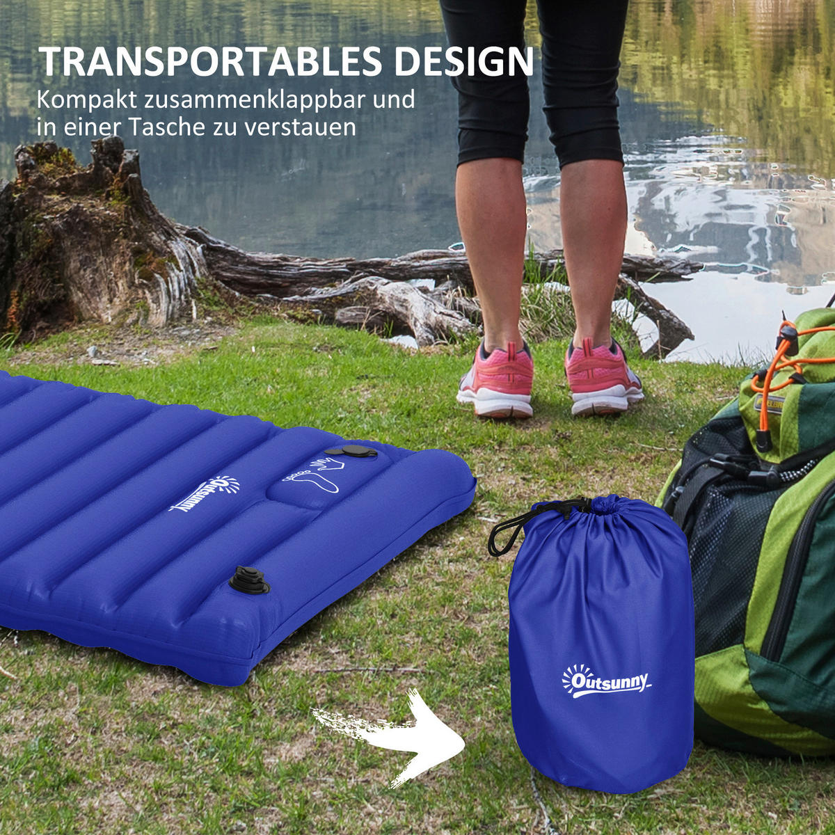 Outsunny Luftmatratze blau Polyester B/H/L: ca. 70x10x195 cm Luftmatratze - blau (195,00/70,00/10,00cm) - Outsunny